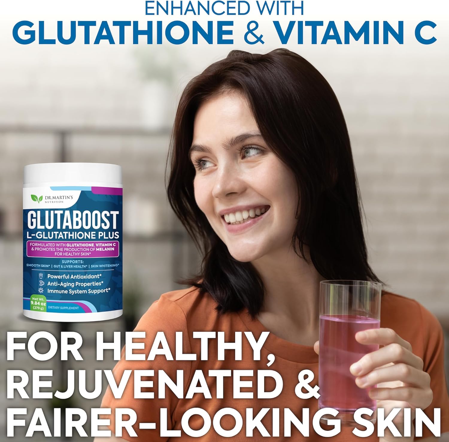 Glutatión 6970mg  Potente antioxidante  Fórmula antienvejecimiento para la salud de la piel, blanqueamiento y pigmentación  Apoya el sistema
