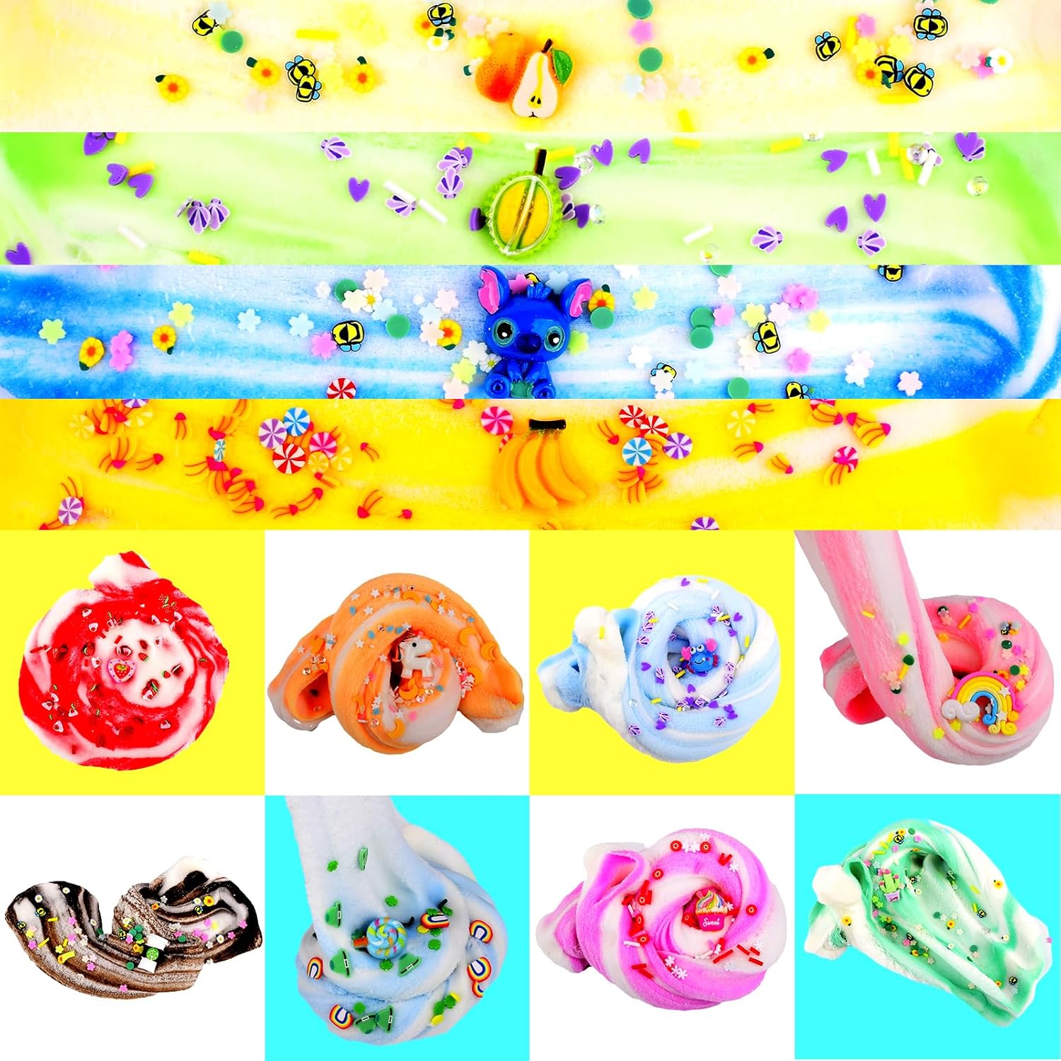 Paquete de 12 kits de limo de nube, con kit de slime de 12 colores y accesorios divertidos de slime, suave y antiadherente, juguetes educativos para