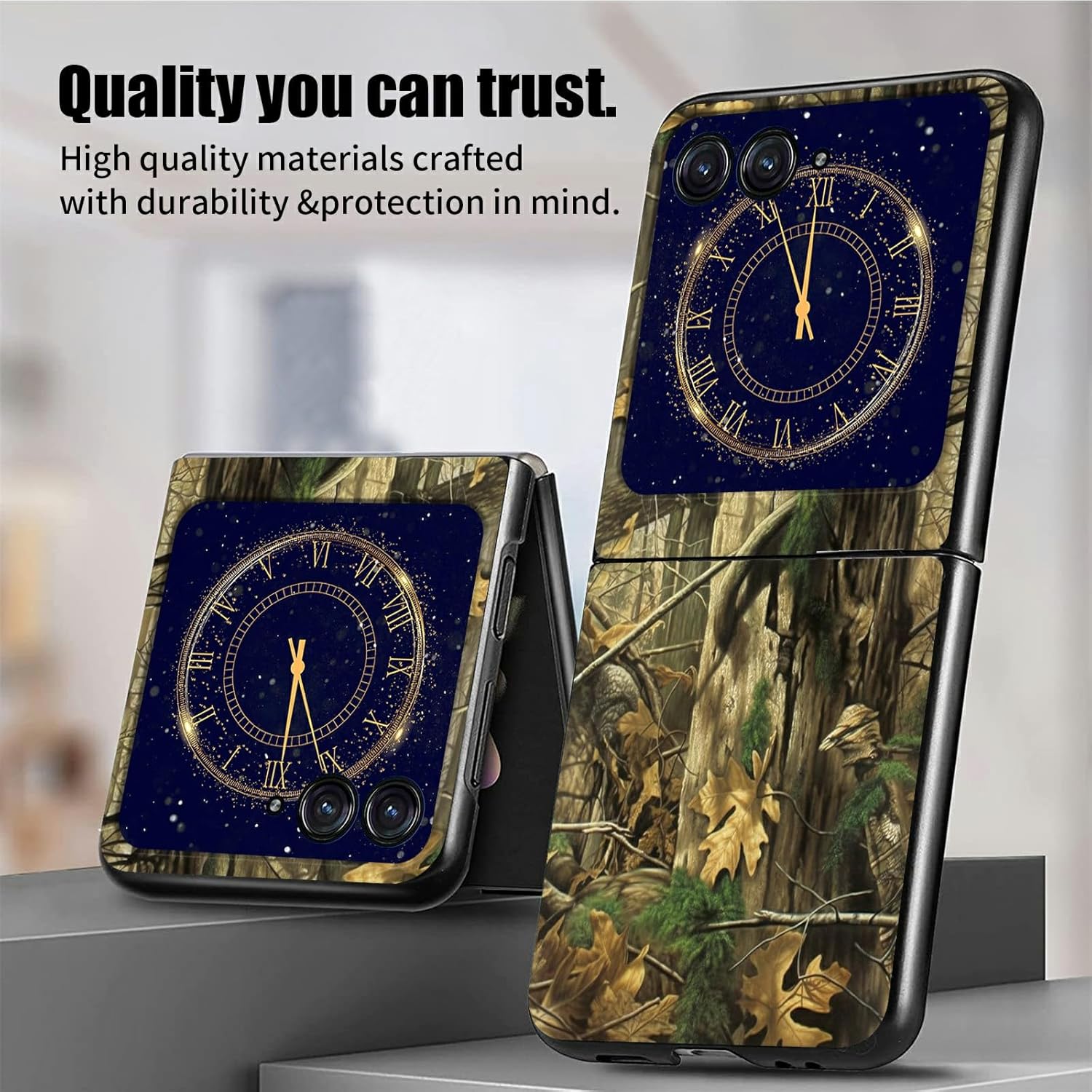 Funda para Motorola Razr Plus 2023 para Moto Razr+ 2023 con patrón de árbol de camuflaje para mujeres y hombres, ultra delgada, ligera, de