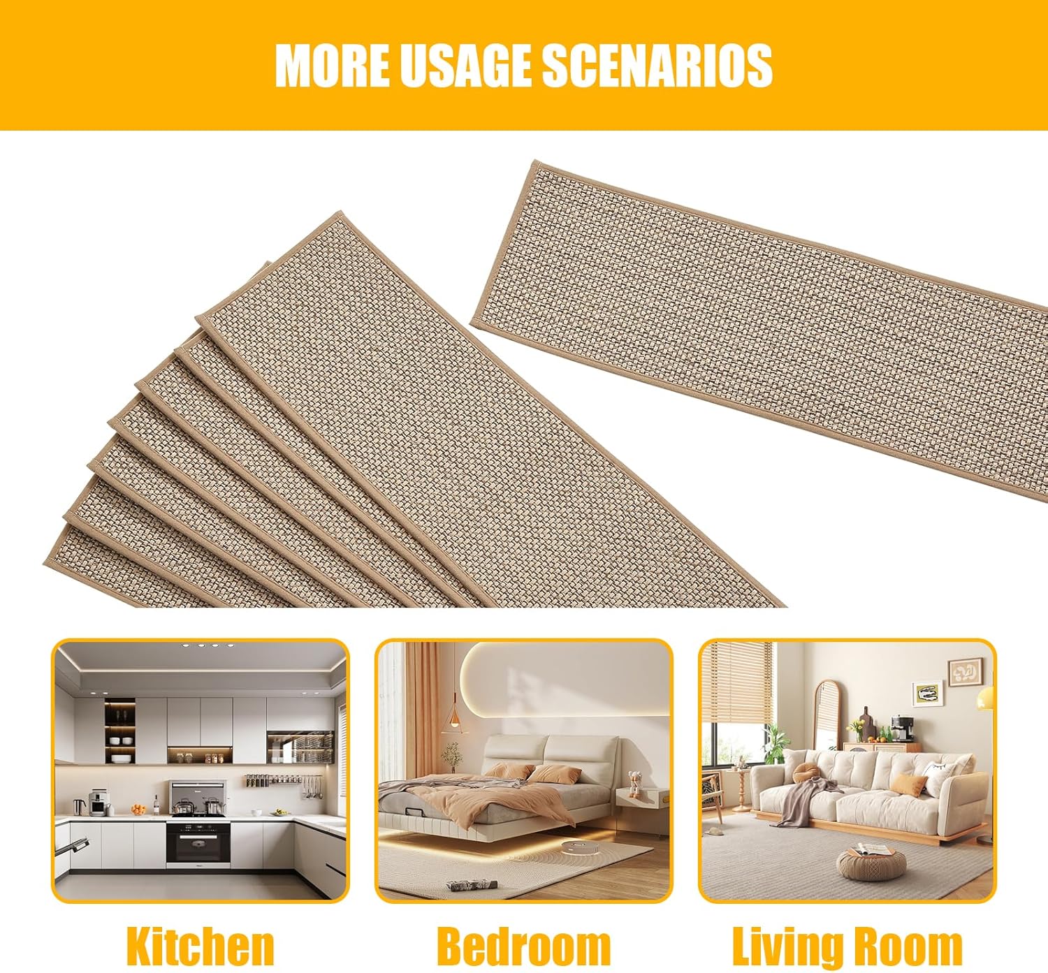 Qozary Peldaños de escalera para peldaños de madera para interiores, paquete de 15 peldaños de escalera, 8 x 30 pulgadas para escaleras alfombradas,