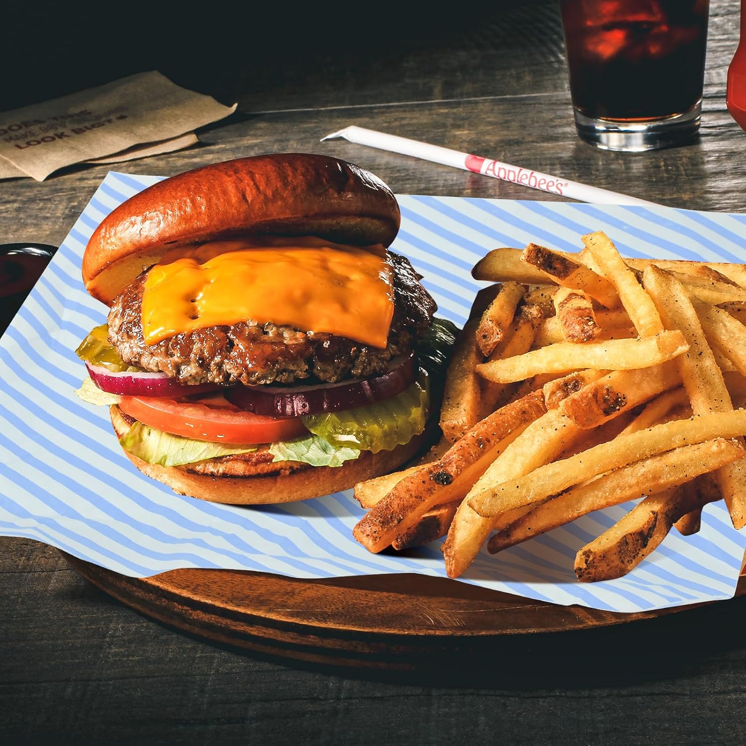 GeeRic Hojas de papel encerado de 12 x 12 pulgadas, 100 forros para cestas de alimentos para sándwiches, hamburguesas, envoltorios de alimentos