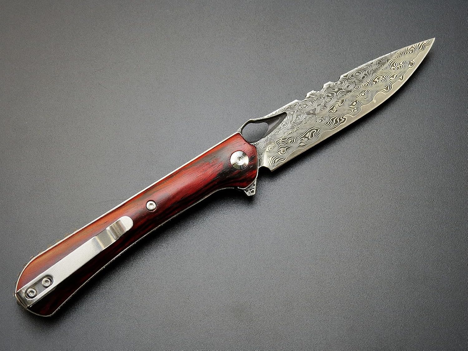Sitivien ST222 Cuchillo plegable de acero Damasco, hoja de núcleo VG10+mango Dalbergia EDC herramienta cuchillo para exteriores, camping, caza,