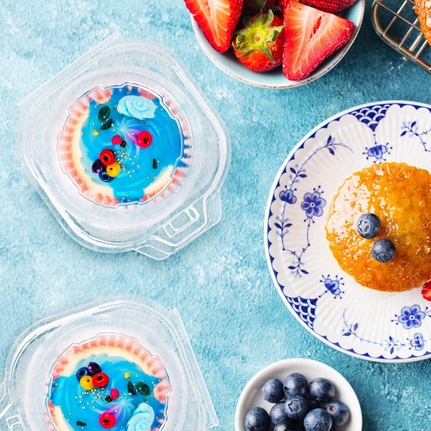 NPLUX 50 Pack Individual Cupcake Containers Plastic Cupcake Boxes Cupcake Holders Stackable Deep Dome Cupcake Carrier
