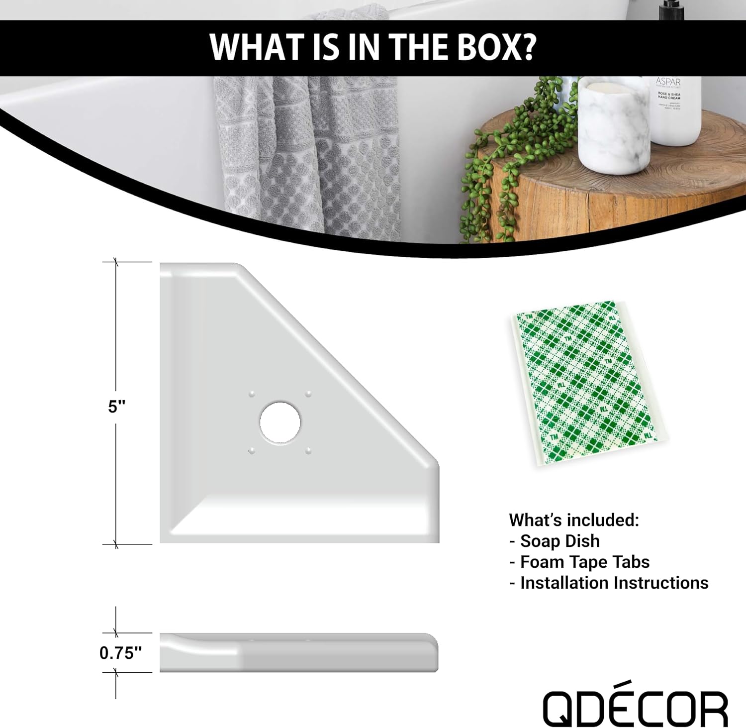 Questech Decor – Jabonera de ducha, estante de ducha esquinero para paredes de ducha con azulejos, almacenamiento de baño, organizador de ducha Geo