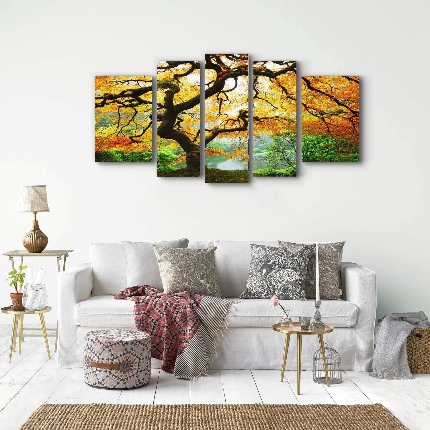 Startonight Lienzo decorativo para pared, diseño de arce, arte de pared enmarcado con naturaleza, 36 x 71 pulgadas, juego de 5