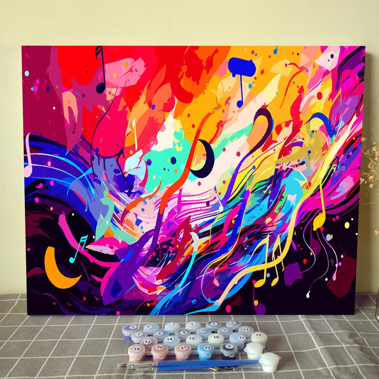 Aihonmin Pintura por números para adultos, pintura de notas coloridas, pintura acrílica de acuarela por números para niños principiantes, pintura,