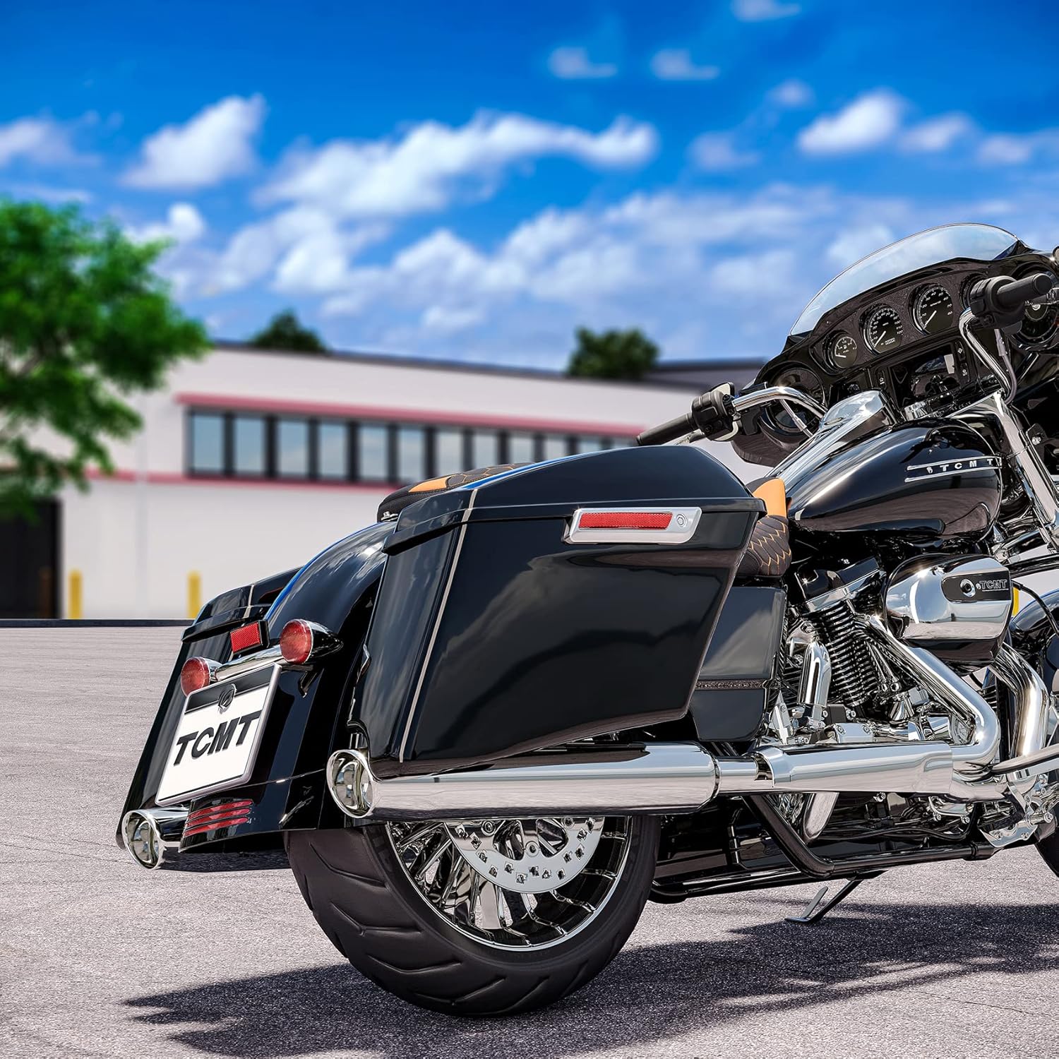 TCMT Guardabarros trasero LED estirado de 4 pulgadas para Harley Touring Road King Road Glide Street Glide Electra Glide 2014-2023