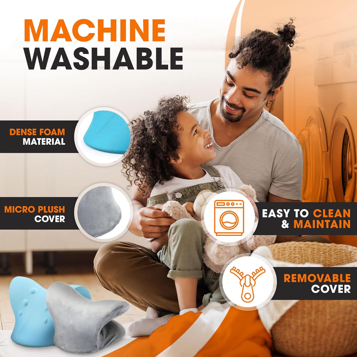 Cheer Collection Relajante de cuello y hombros con funda lavable, almohada estiradora de cuello para aliviar el dolor de cuello y hombros,