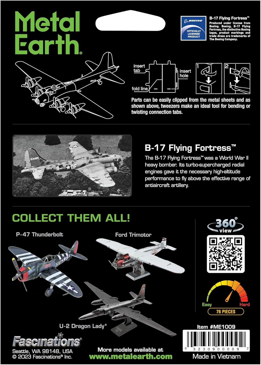Metal Earth B-17 Flying Fortress Color 3D Metal Modelo Kit Fascinaciones