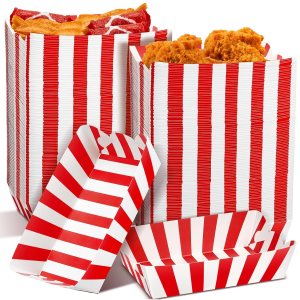 100 bandejas de papel a rayas para alimentos, botes de papel para alimentos, botes de papel para perros calientes, bandejas desechables para nachos, 100 bandejas de papel a rayas para alimentos, botes de papel para alimentos, botes de papel para perros calientes, bandejas desechables para nachos,