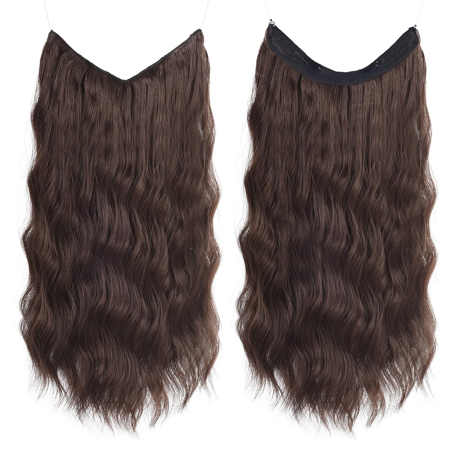 YOGFIT Extensiones de cabello con banda de corona, 1 vía ajustable, tamaño rizado, ondulado, extensiones secretas invisibles para mujeres