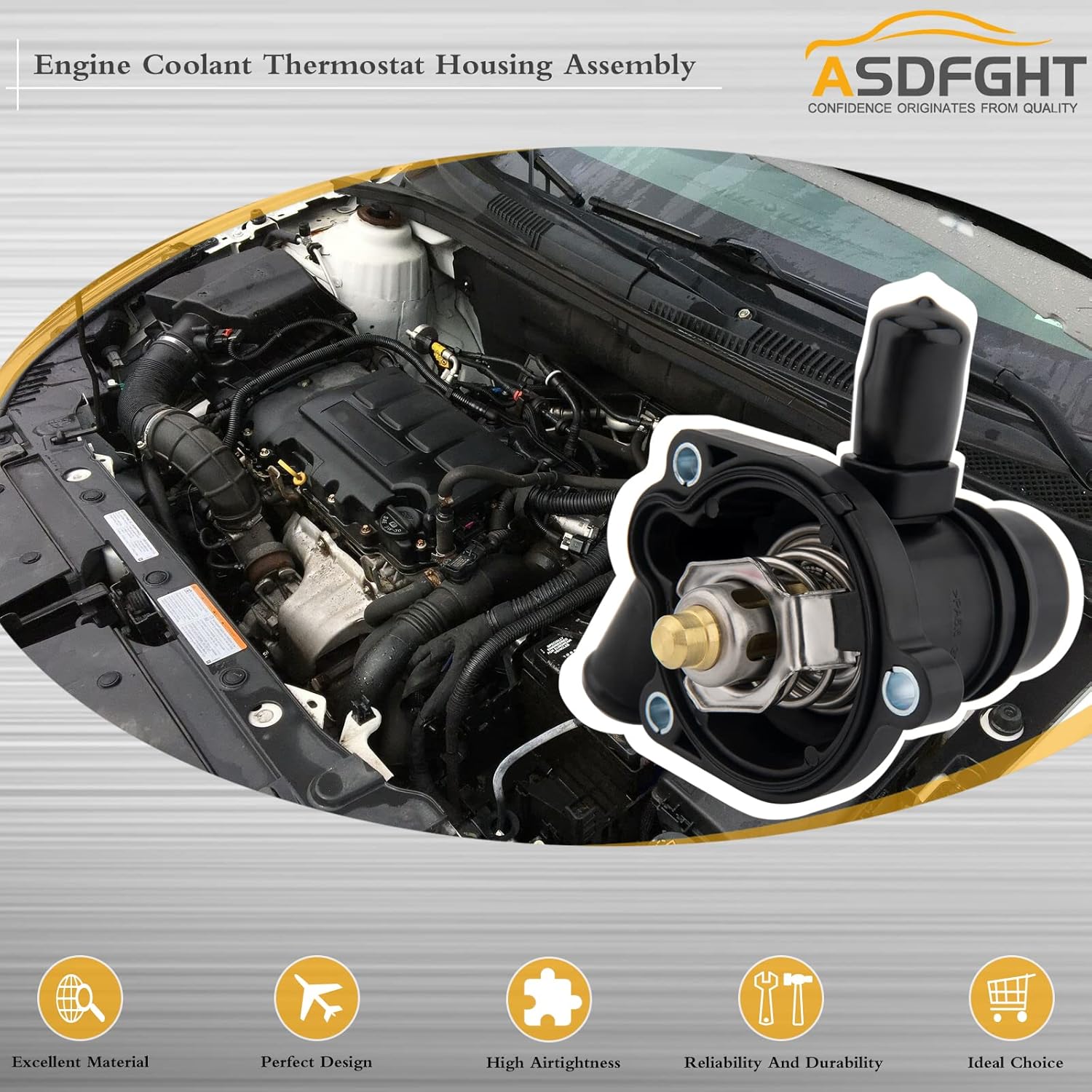 Termostato de refrigerante del motor con sensor, reemplaza 131-180 55565336 55593034 55579010 902-808 730-221 Se adapta a Buick Chevy 1.4L 2011-2021