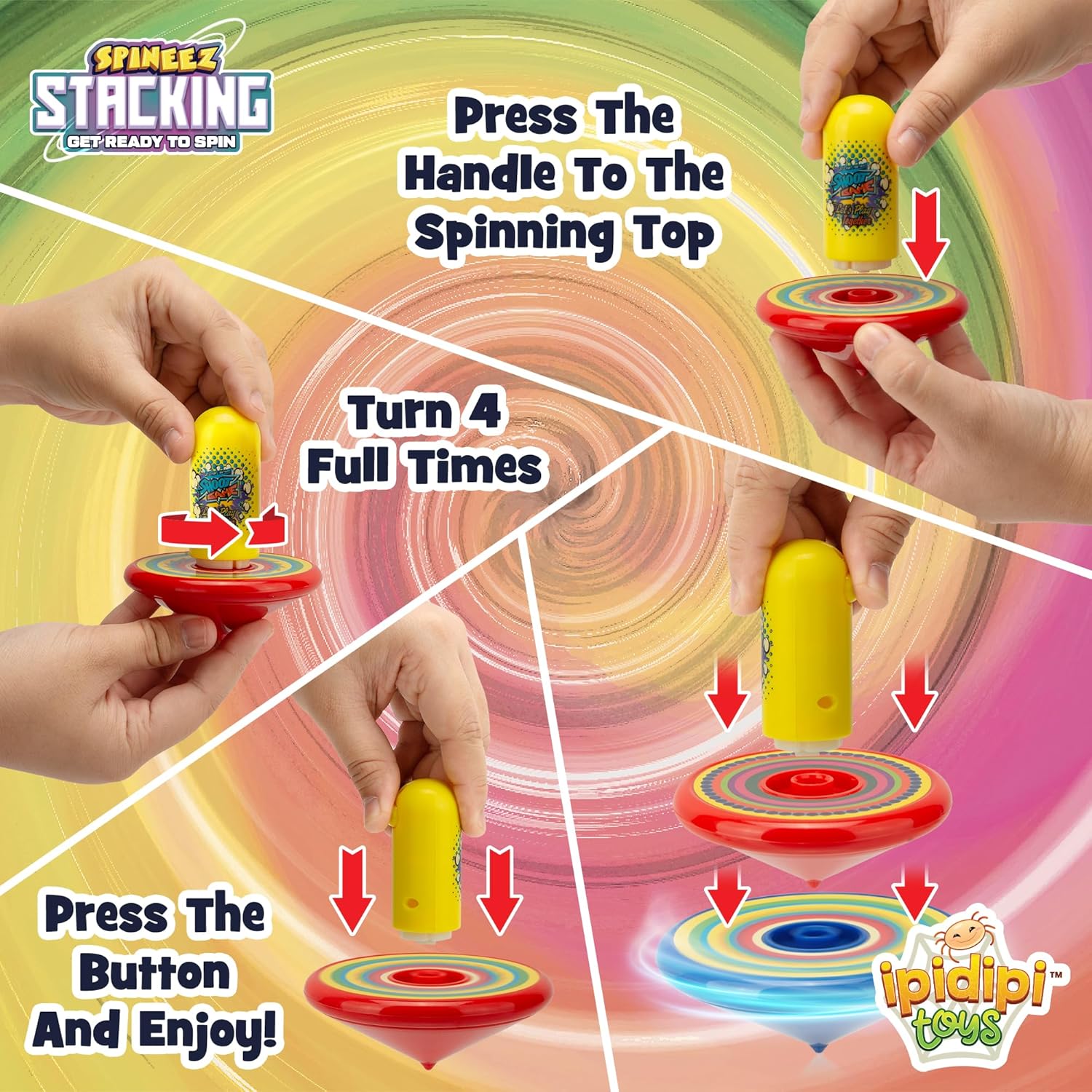 Spineez Sacking Spinning Tops para niños, juego de 3, 15 piezas OVNI Spin Toys con, divertidos recuerdos de fiesta de cumpleaños, suministros de