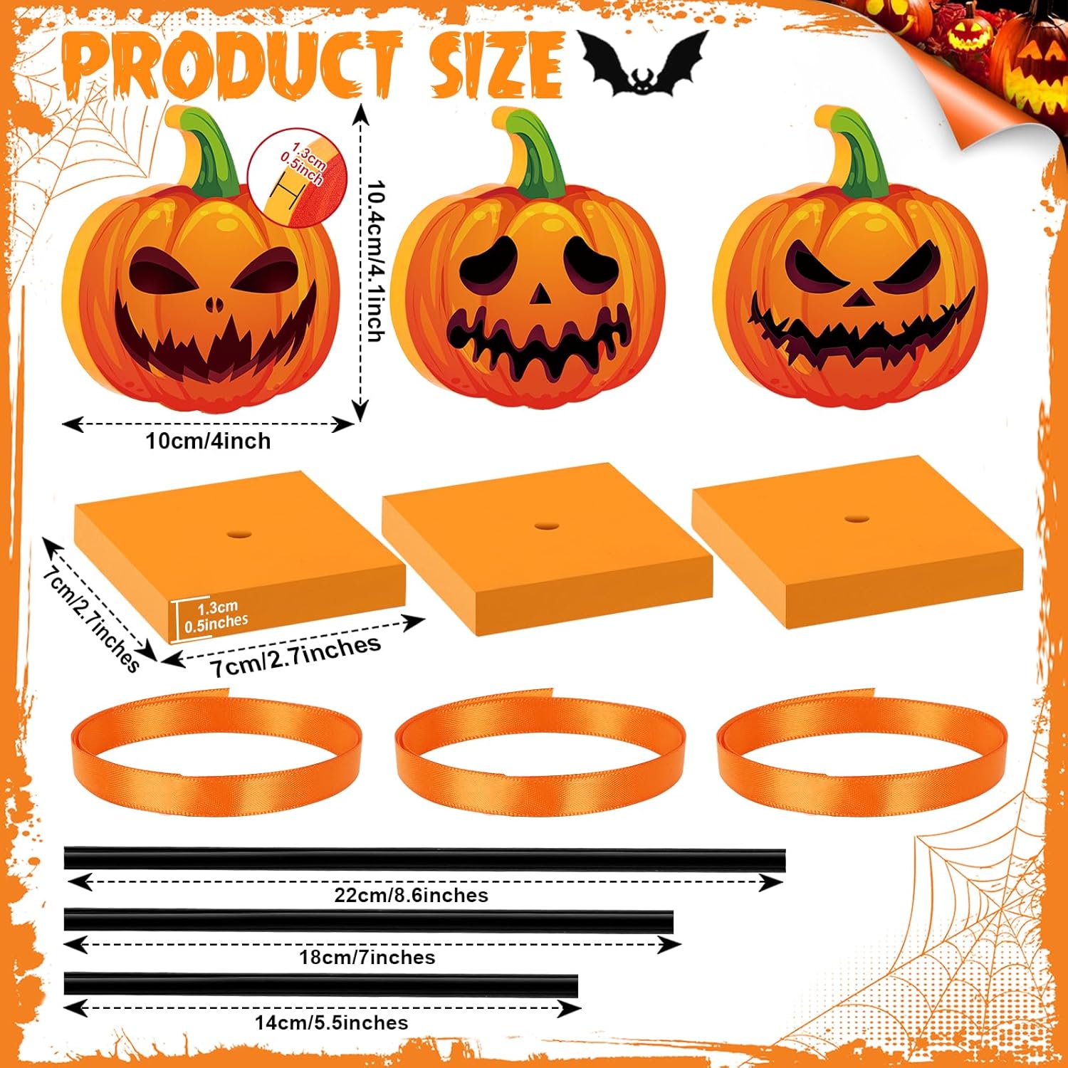 3 piezas de decoración de bandeja escalonada de Halloween, calabaza de madera, decoración de Halloween, letrero aterrador para interiores para