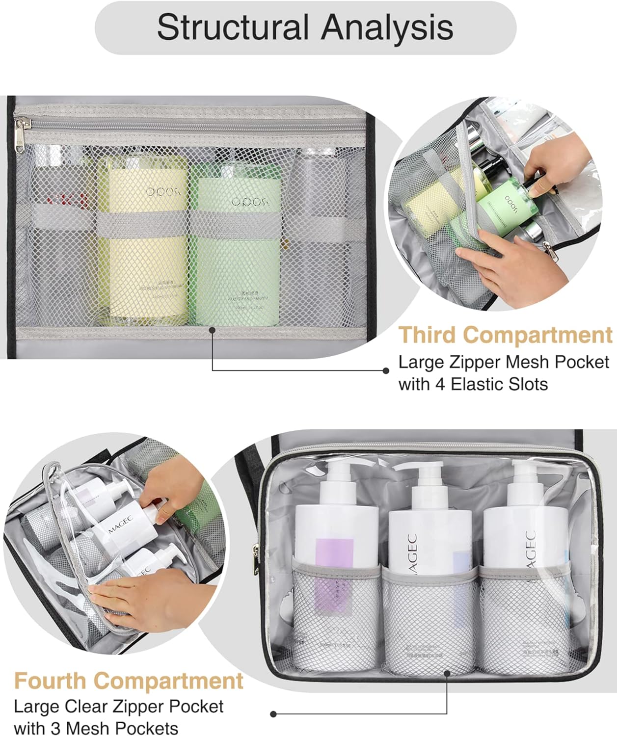 Relavel Neceser colgante para hombres y mujeres para viajar, 02-Negro, Neceser colgante