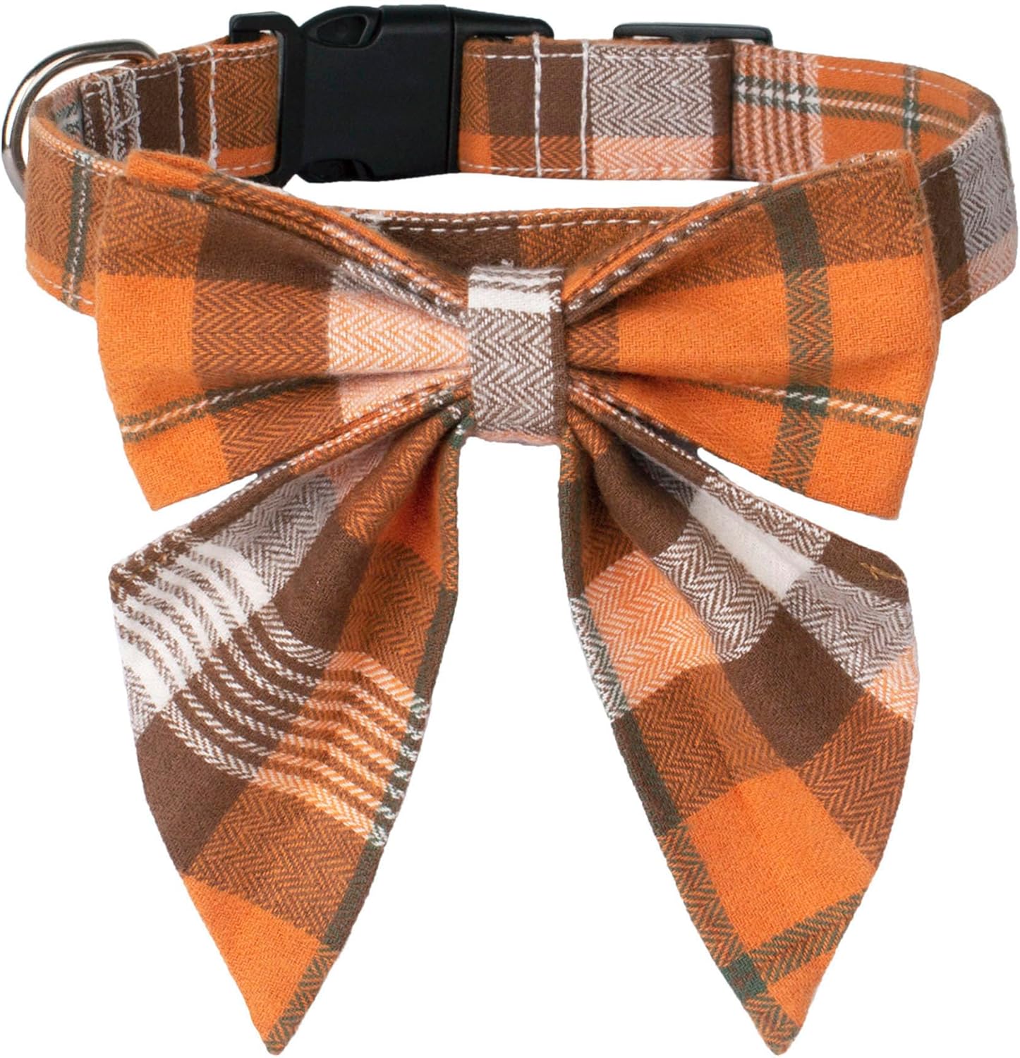 ADOGGYGO Collar de otoño para perro con lazo, collar de lazo para perro de Acción de Gracias, collar ajustable de algodón naranja con moño, collares