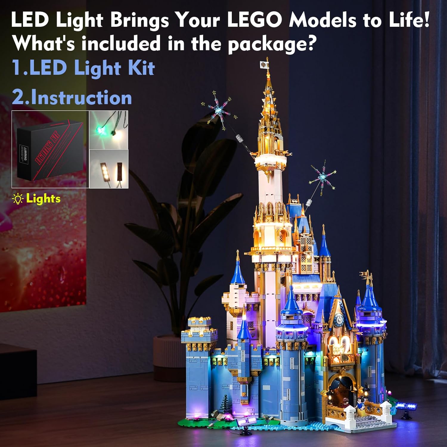 Kit de luces LED para Lego Disney Castle, versión mejorada de control de luz, juego de iluminación creativo, accesorios compatibles con Lego con