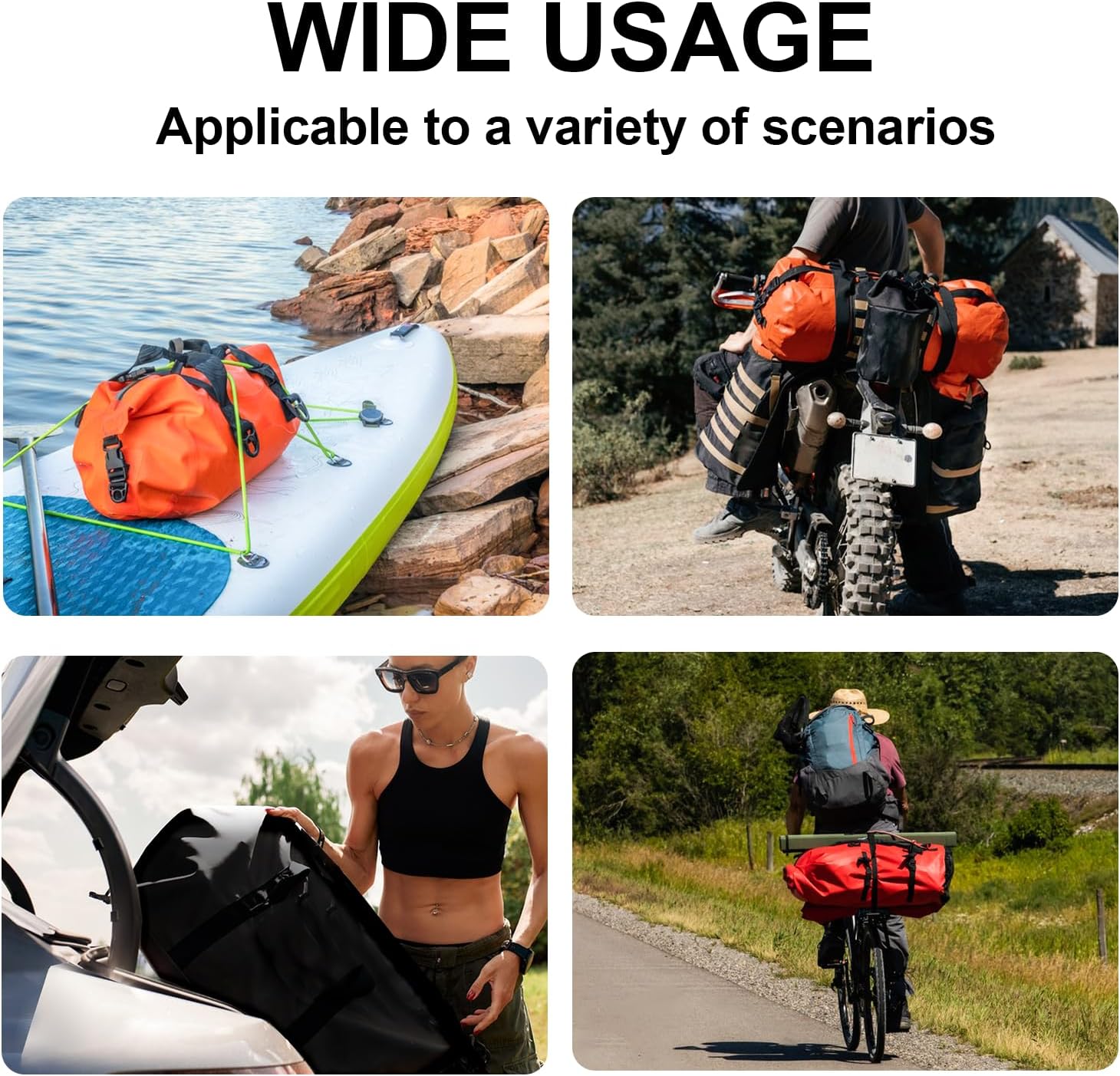 Buffalo Gear Bolsa de lona impermeable 40L 60L 80L Roll-top Dry Bag Heavy Duty Impermeable Duffel Bolsa de viaje para kayak, rafting, barco, pesca,