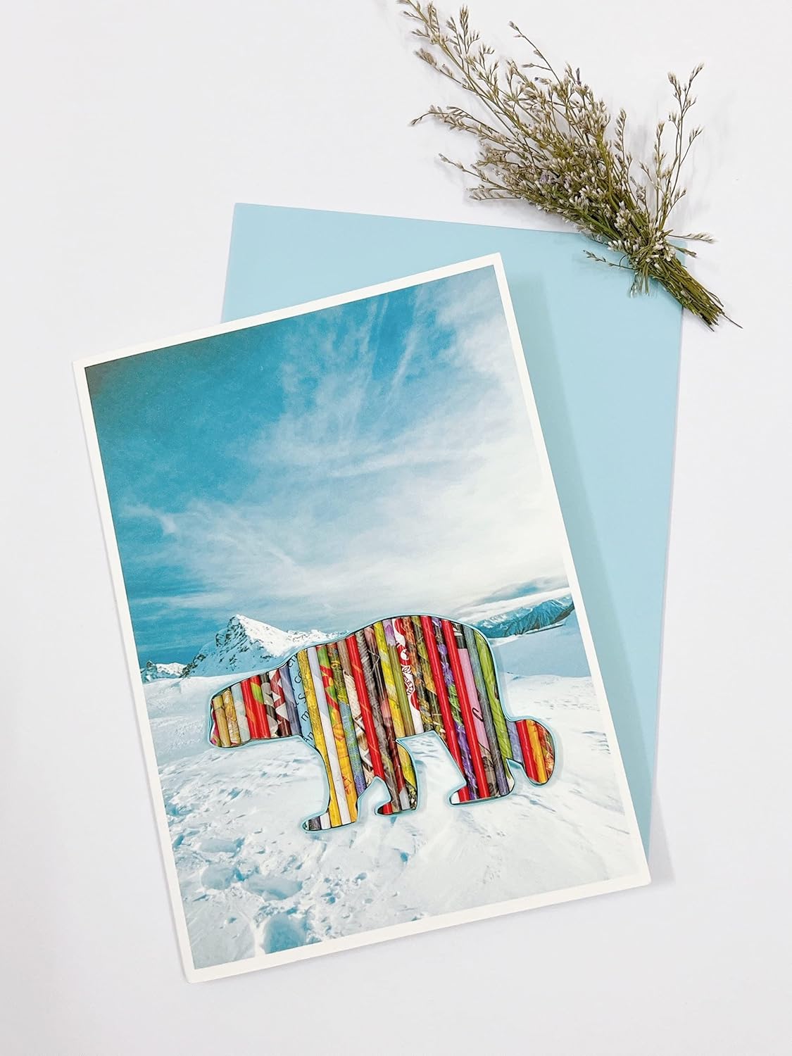 Polar Bear Recycled Card  Eco-friendly Handmade from Magazine  Iceberg Greeting Card  Holiday Card
