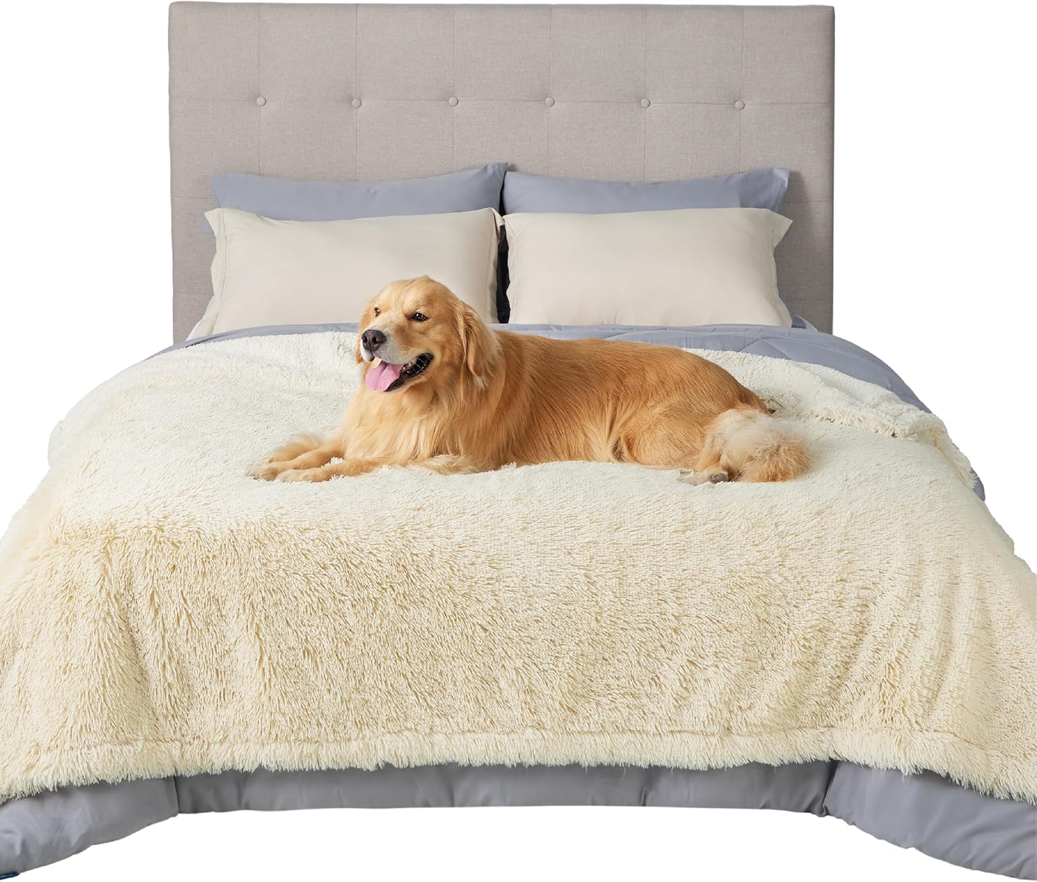 Bedsure Mantas impermeables para perros grandes  Manta calmante de gatos para cama, protector lavable, manta larga de piel sintética para cachorros,
