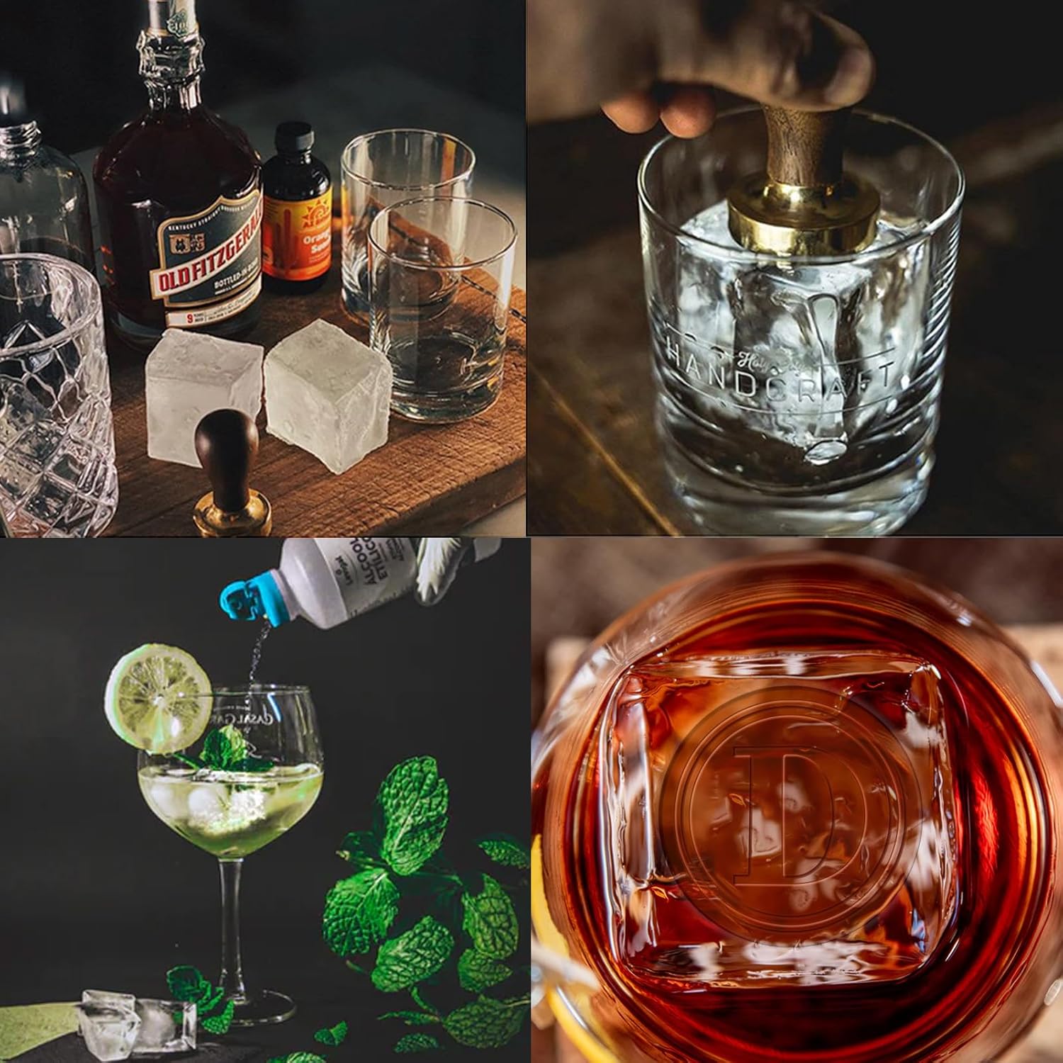 CRASPIRE Letra D – Sello de hielo con iniciales de 1.2 pulgadas con cabeza de latón extraíble, mango de madera, sello de marca de hielo para cóctel,