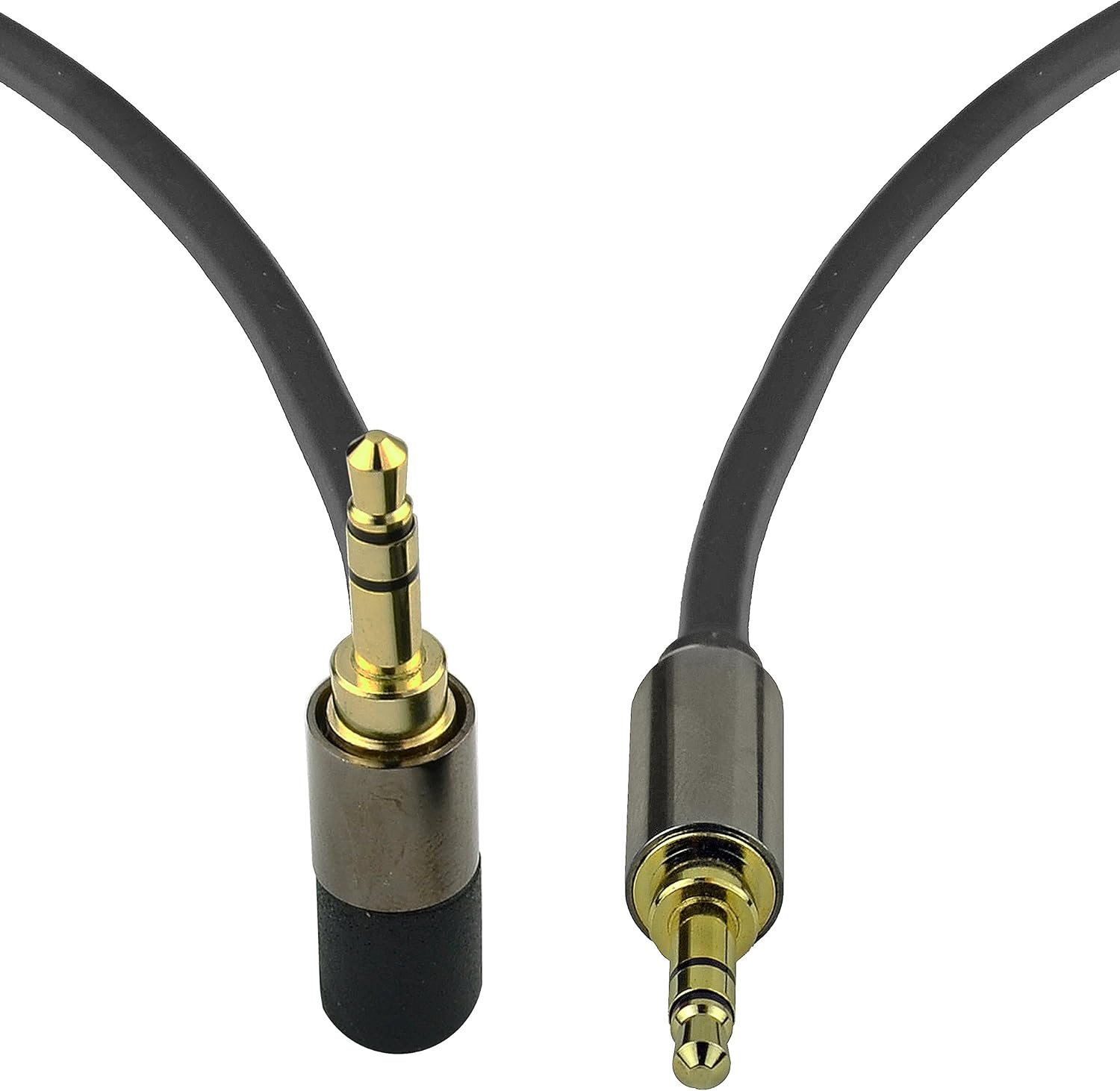 Mediabridge Cable de audio estéreo de ángulo recto macho a macho de 0.138 in (12 pies), conector de 90 para conexiones empotradas, diseño