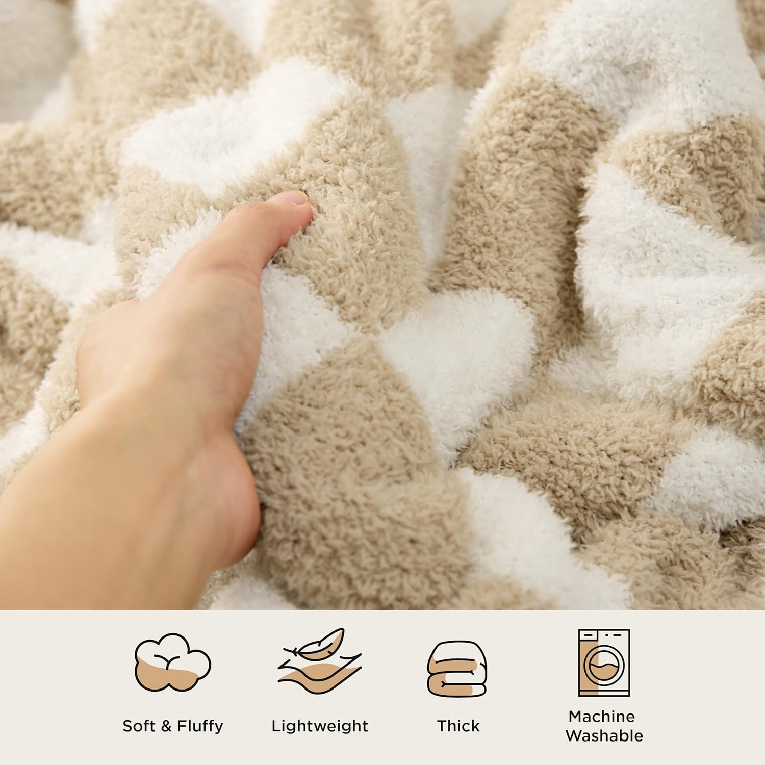 Bedsure Manta a cuadros  Manta de punto súper suave, cálida, acogedora, esponjosa, ligera, para sofá, cama (50 x 60 pulgadas)