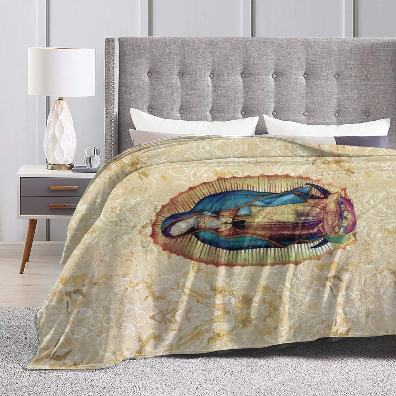 GLGFAS Manta de Nuestra Señora de Guadalupe de franela ultra suave y ligera para sofá, cama, uso en todas las estaciones, 80 x 60 pulgadas