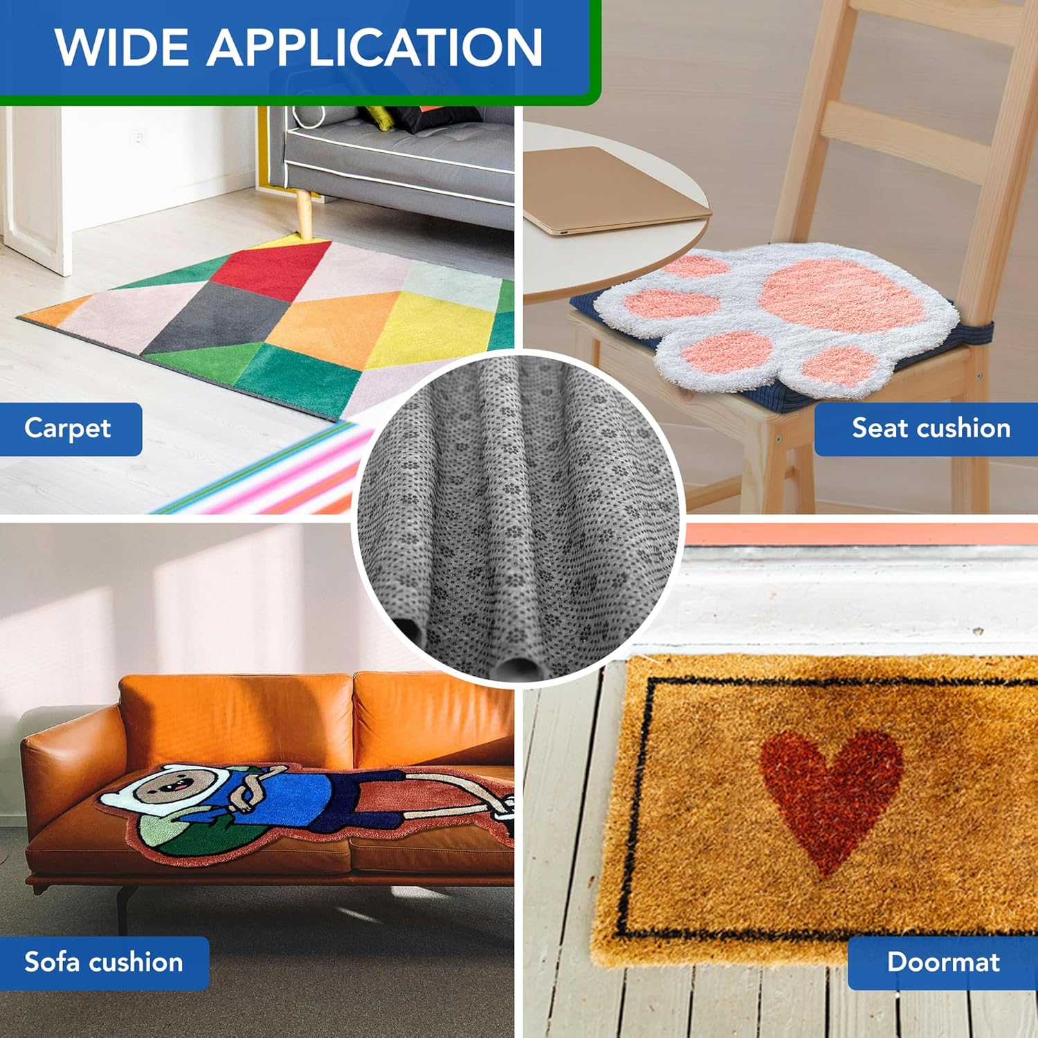 Non Slip Area Rug Pad, Non Skid Rug Backing for Carpet Premium Thick Rug Gripper for Hardwood Floors Ideal Rug Tufting Gun Supplies (80×80 inches)