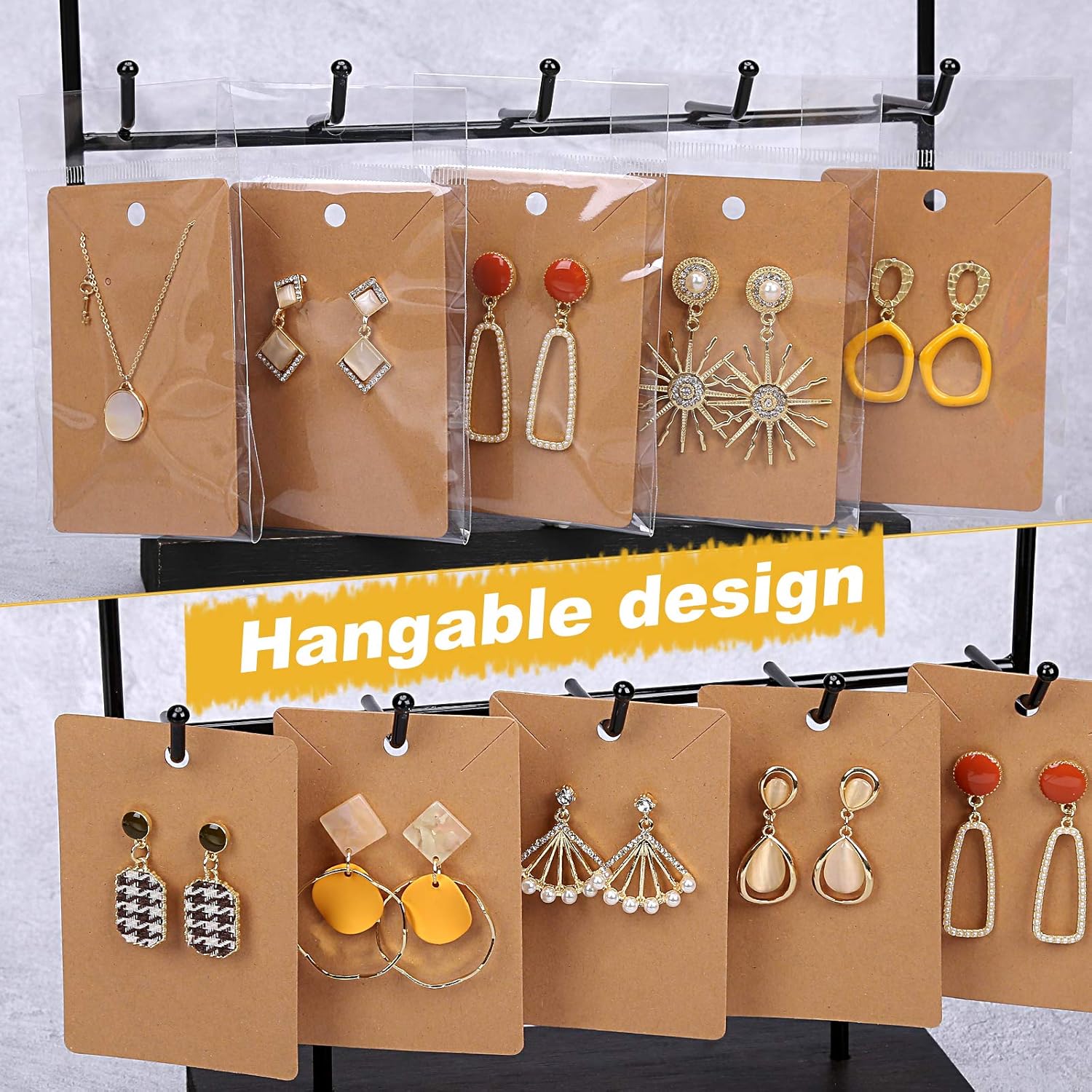 ovsor 850 tarjetas de exhibición de pendientes y 500 bolsas para aretes y collares y embalaje de joyas