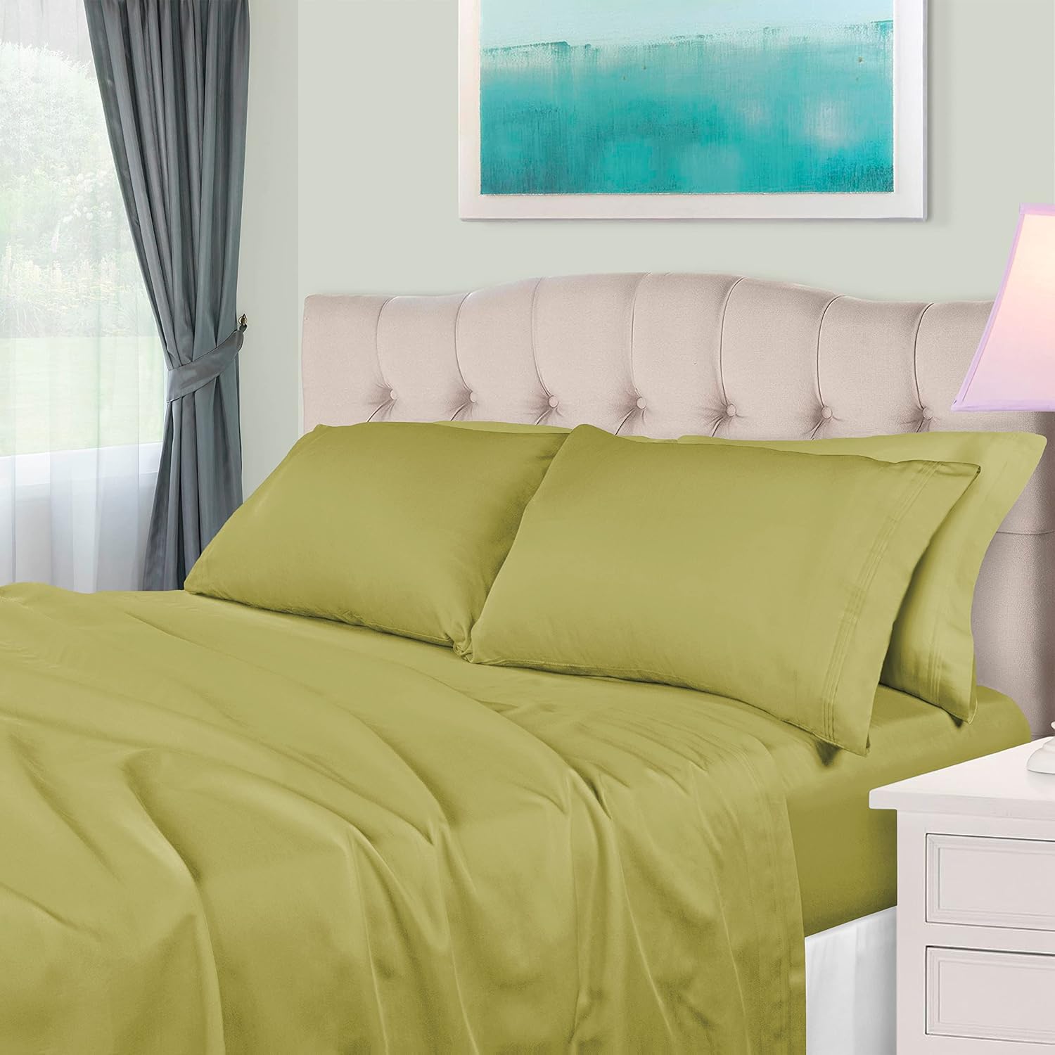 SUPERIOR Juego de sábanas de 4 piezas de algodón egipcio de 650 hilos, decoración de dormitorio, incluye 1 sábana bajera de bolsillo profundo, 1
