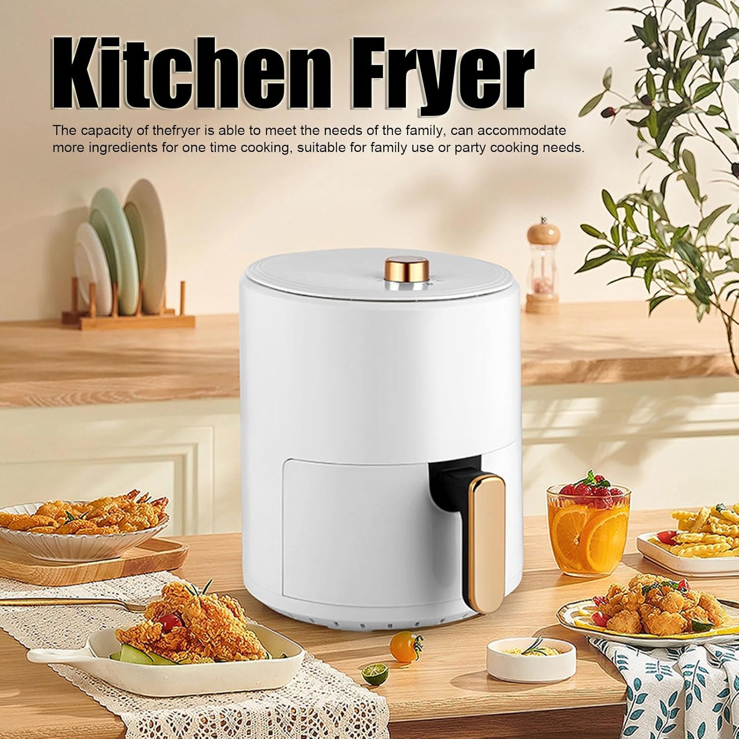 Freidora de aire, freidora de aire caliente eléctrica antiadherente de gran capacidad, freidora de aire de aceite saludable con temporizador