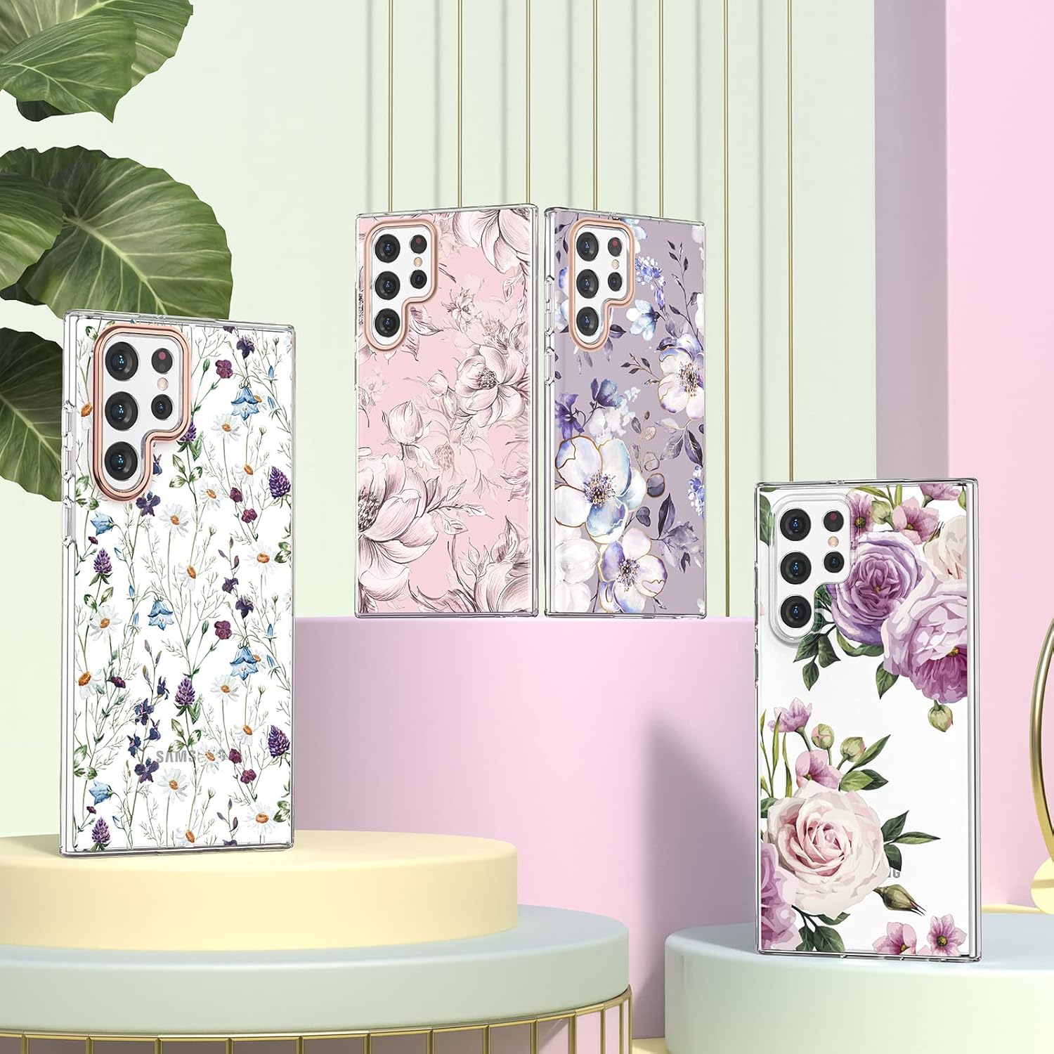 zelaxy Funda de flores compatible con Samsung Galaxy S22 Ultra, patrones de jardín de flores, TPU suave y flexible, a prueba de golpes, funda
