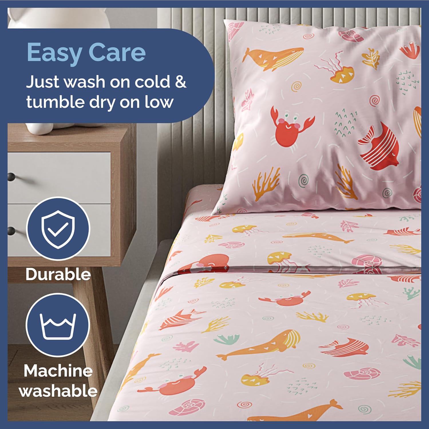 Juego de sábanas para niños y niñas, tamaño individual, ropa de cama suave y acogedora, sábanas fáciles de cuidar y limpiar, cómodas, de microfibra