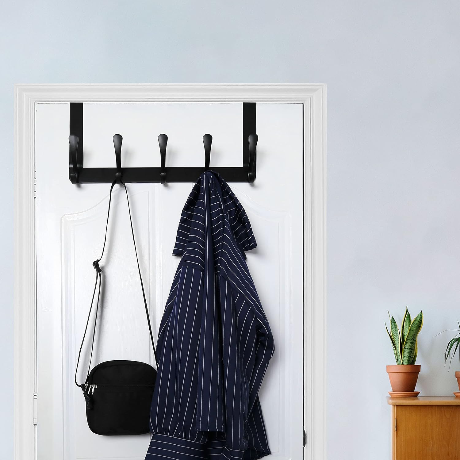 WEBI Toallero para colgar sobre la puerta, gancho para colgar sobre la puerta, perchero para colgar toallas, ropa, baño, negro, 2 paquetes