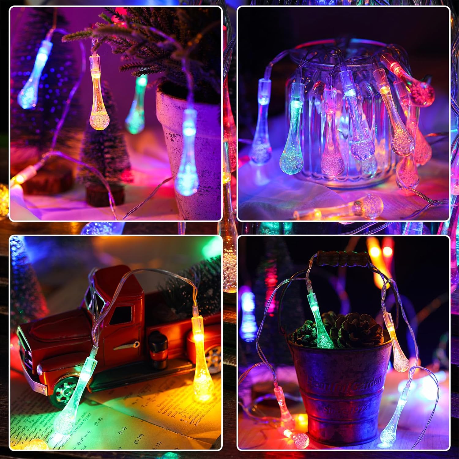 Bencailor Guirnalda de luces decorativas para árbol de Navidad, luces colgantes para árbol, patio, porche, balcón, luces impermeables para árbol de