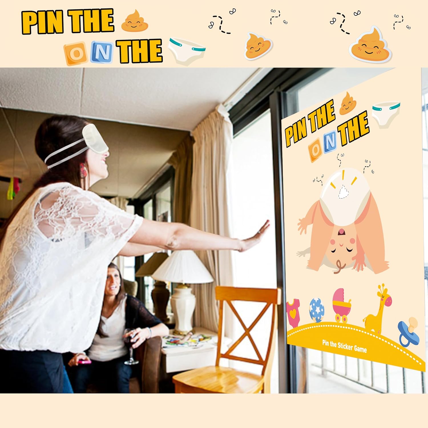 Juegos de baby shower, recuerdos de fiesta, pin the sticker en el pañal, divertidos juegos de baby shower para adultos, niñas, niños, decoraciones