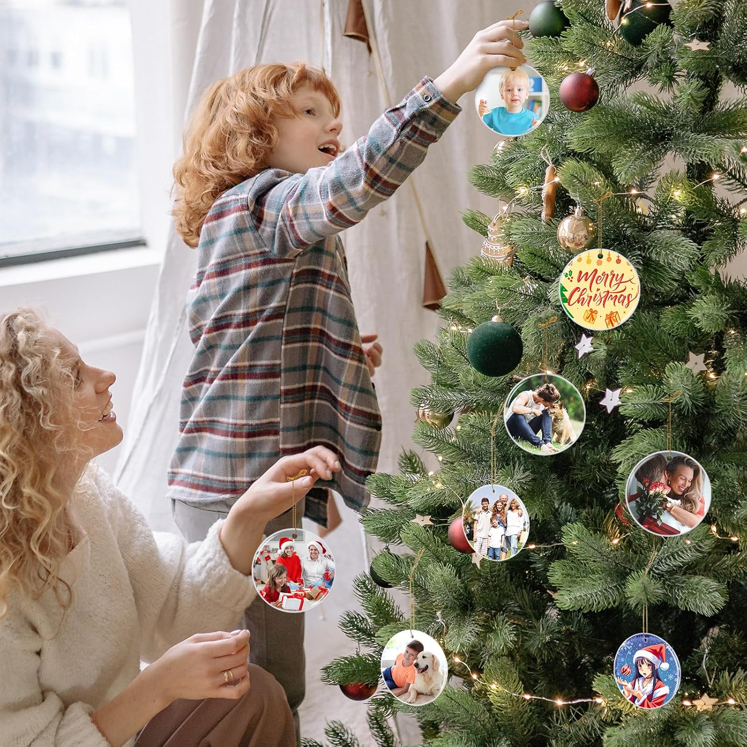 Adorno de Navidad personalizado 2023  Adorno de Navidad personalizado 2023, decoración de árbol de Navidad de cerámica, adornos de memoria para