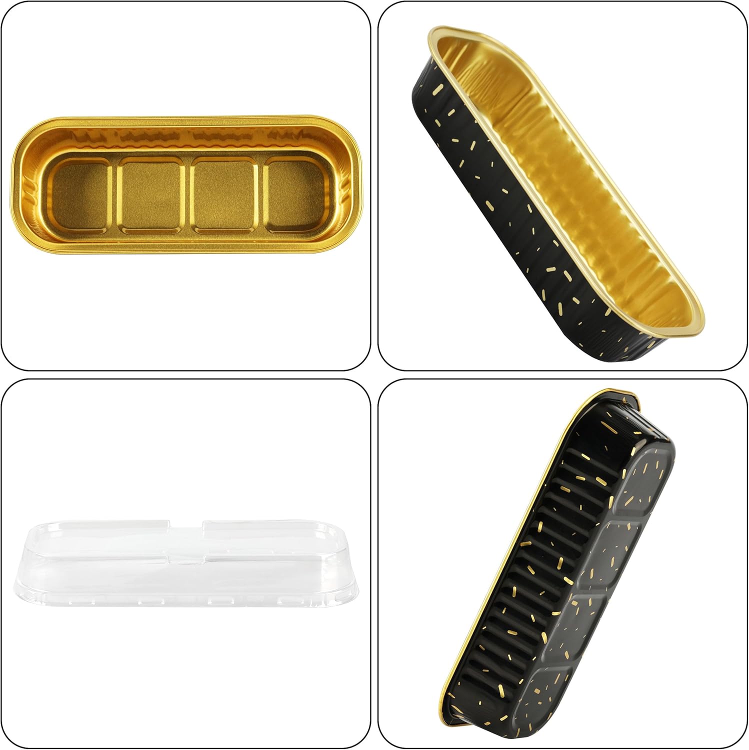 Mini moldes para pan con tapas, 30 moldes para pasteles de 6.8 onzas, 6.8 fl oz, con tapas, desechables, de papel de aluminio, para magdalenas,