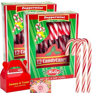 Sabor a menta de bastón de caramelo Rayas rojas y blancas envueltas individualmente Regalo navideño y Deco Caja de golosinas Muchai incluida (2 Sabor a menta de bastón de caramelo Rayas rojas y blancas envueltas individualmente Regalo navideño y Deco Caja de golosinas Muchai incluida (2