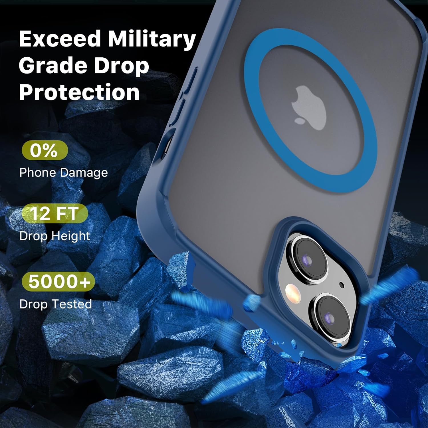 MYBAT PRO Lunar Lite Series – Funda para iPhone 15 compatible con MagSafe translúcido mate, parte trasera dura, delgada, antihuellas, antiarañazos,