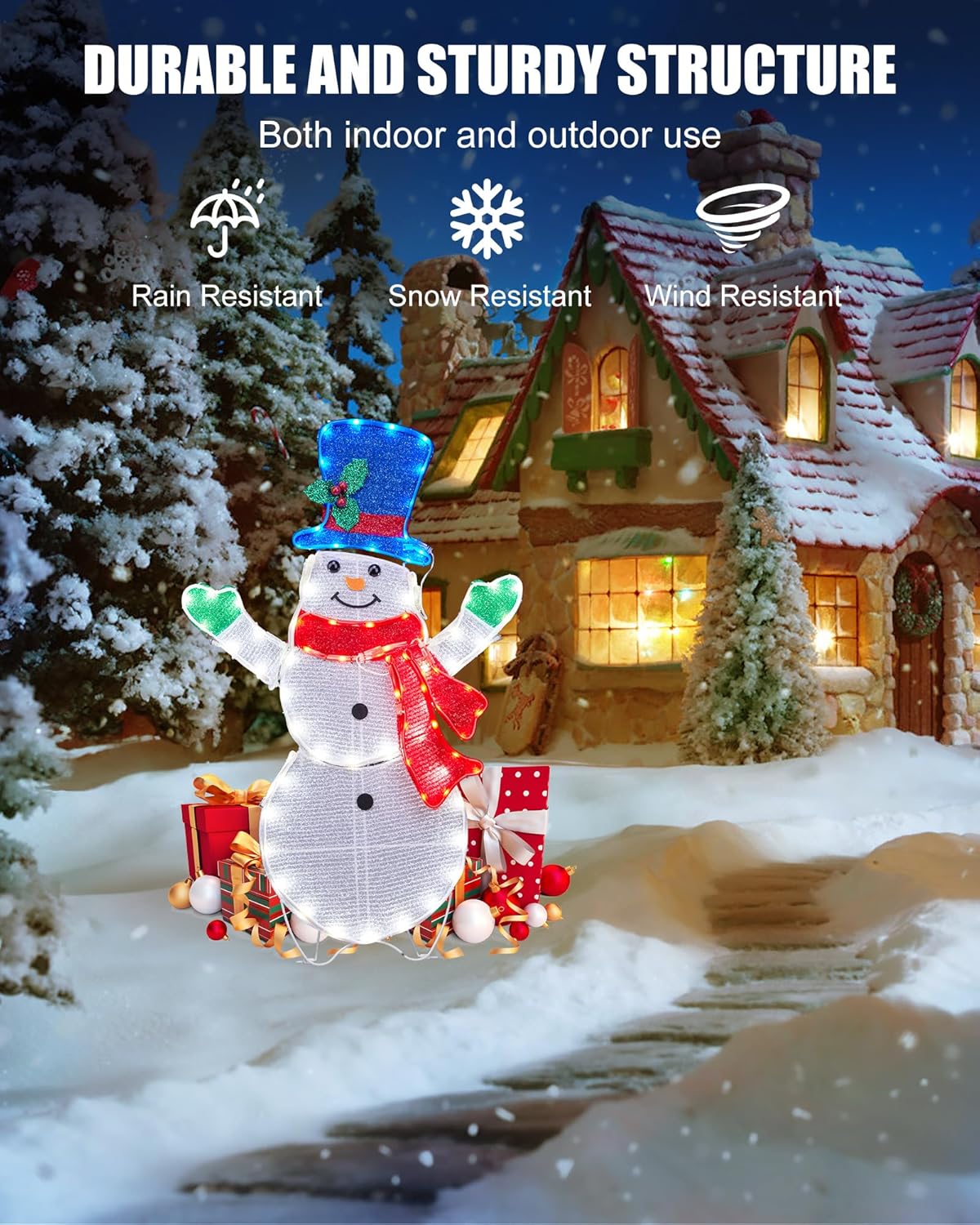 Decoraciones navideñas de muñeco de nieve para exteriores, patio, jardín, hogar, césped, 31.5 pulgadas, luces LED para exteriores, decoraciones de
