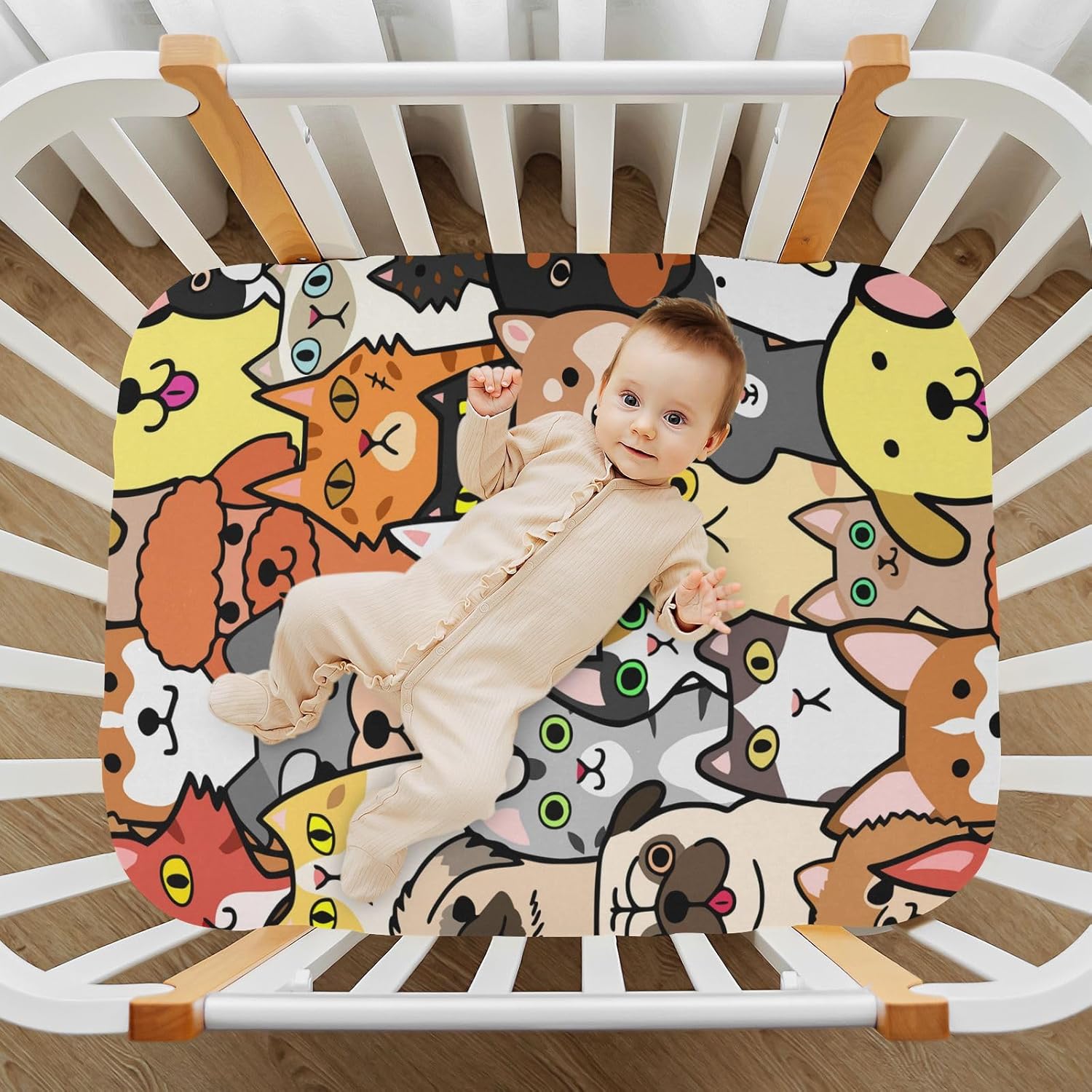 Sábanas ajustadas para cuna para niños y niñas, suave, transpirable, elástica, para cuna estándar y colchón de cama de niño pequeño para el hogar,