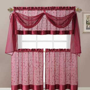 GoodGram lino hoja bordada, juego de cortina de cocinavarios colores GoodGram lino hoja bordada, juego de cortina de cocinavarios colores