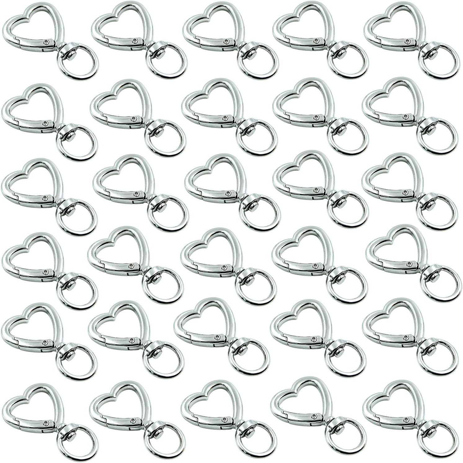 HAN SHENG 30 piezas de llavero de metal en forma de corazón, diseño creativo, hebilla colgante, llavero de resorte a presión, clip para colgar,