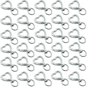 HAN SHENG 30 piezas de llavero de metal en forma de corazón, diseño creativo, hebilla colgante, llavero de resorte a presión, clip para colgar, HAN SHENG 30 piezas de llavero de metal en forma de corazón, diseño creativo, hebilla colgante, llavero de resorte a presión, clip para colgar,