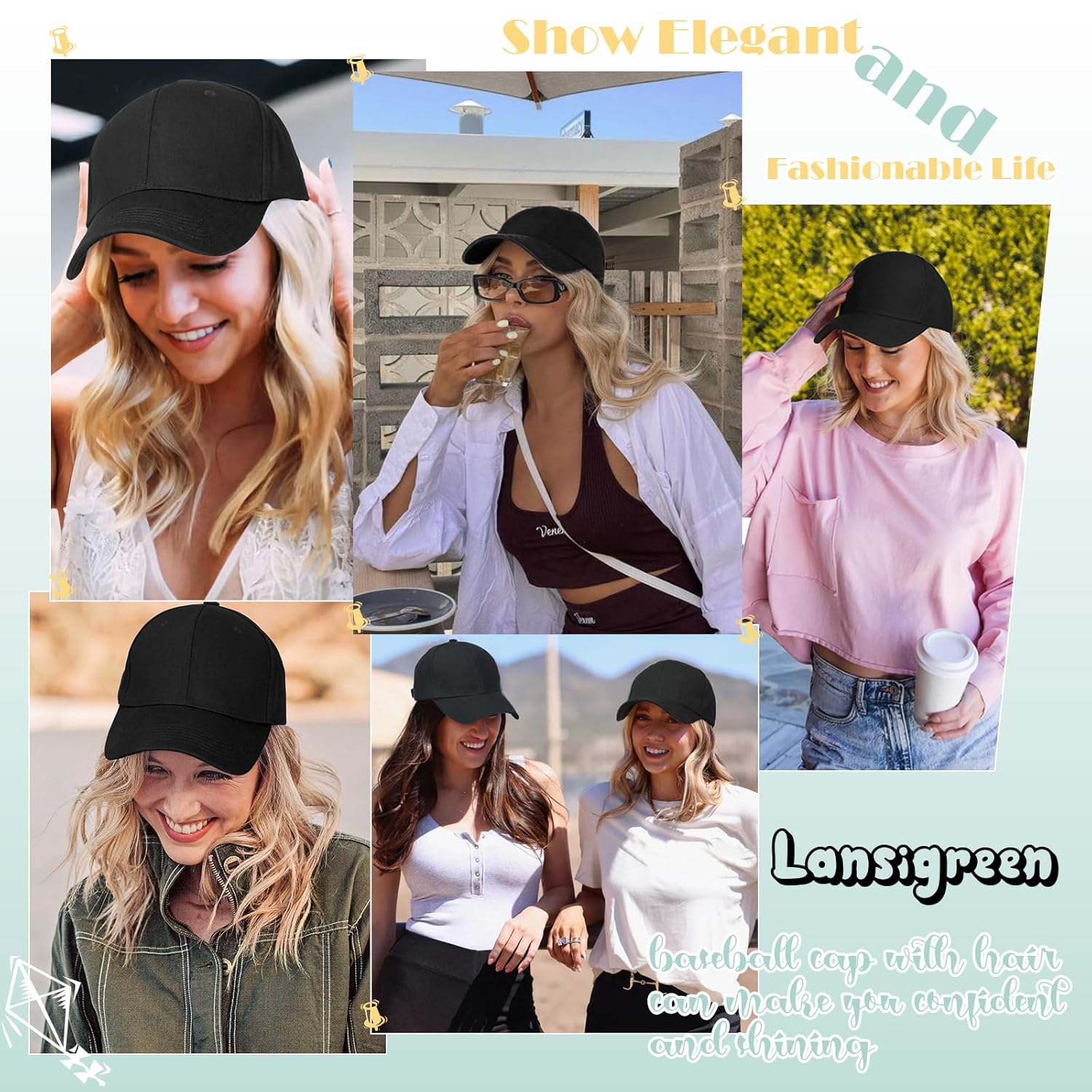 Peluca de gorra de béisbol para mujer, gorra de béisbol con extensiones de cabello, gorra ajustable adjunta de 15 pulgadas, peluca sintética corta y