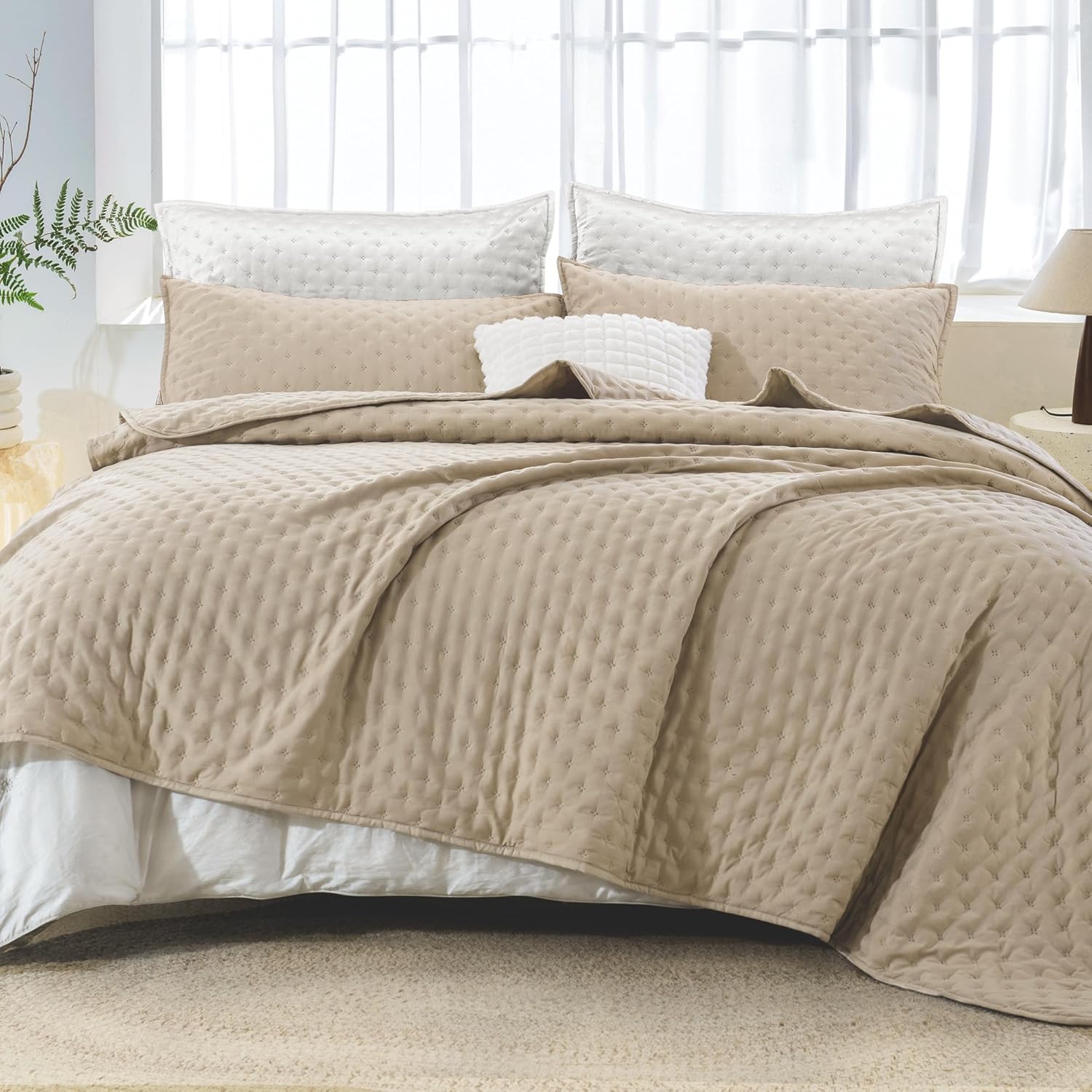 Andency Juego de ropa de cama de tamaño California King (112 x 104 pulgadas), colcha de 3 piezas suave y ligera, edredón bohemio de verano