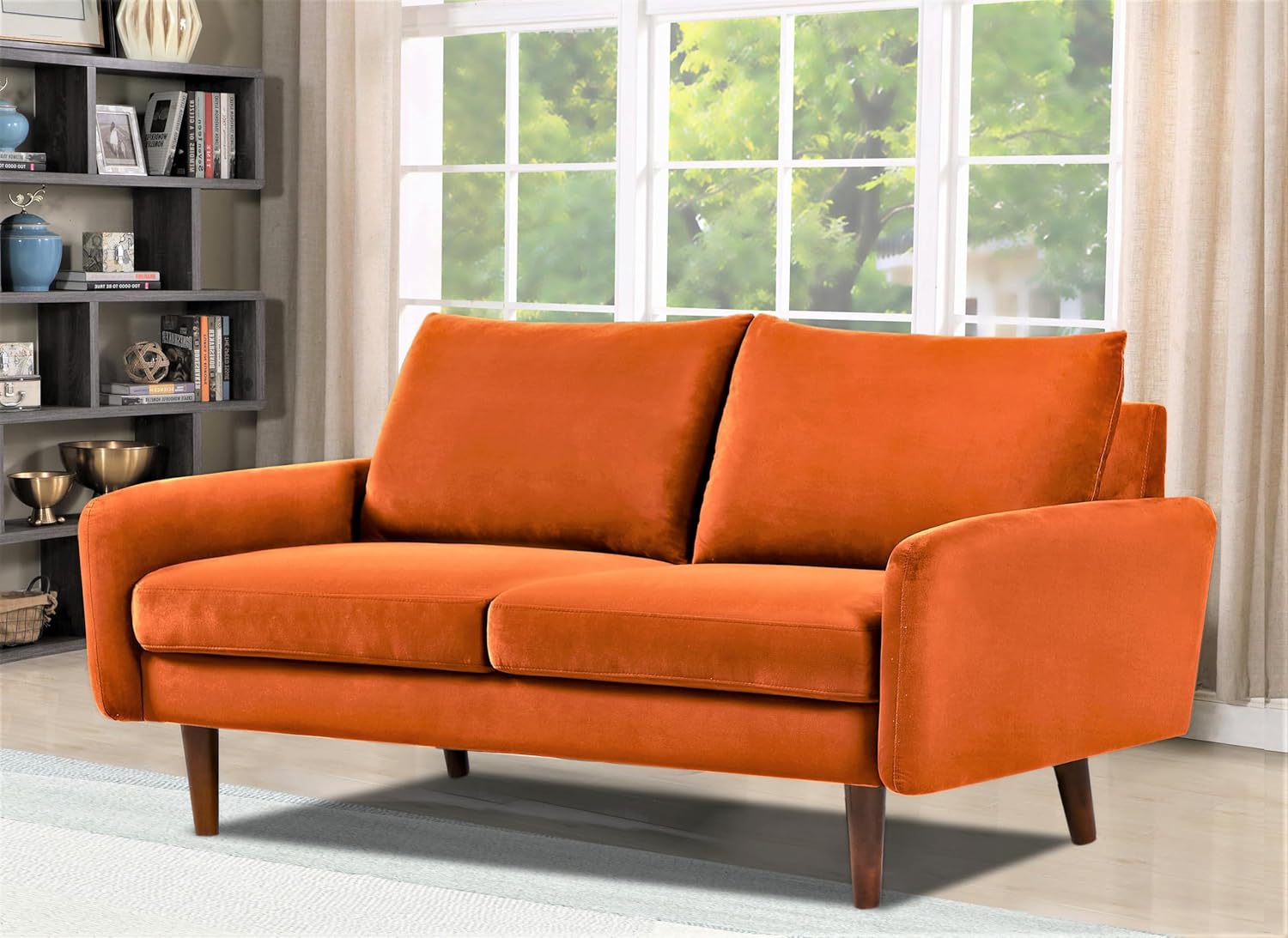 US Pride Furniture Kent – Moderno sofá biplaza de terciopelo, cómodo sofá de 2 plazas para salas de estar y espacios pequeños, muebles ideales para