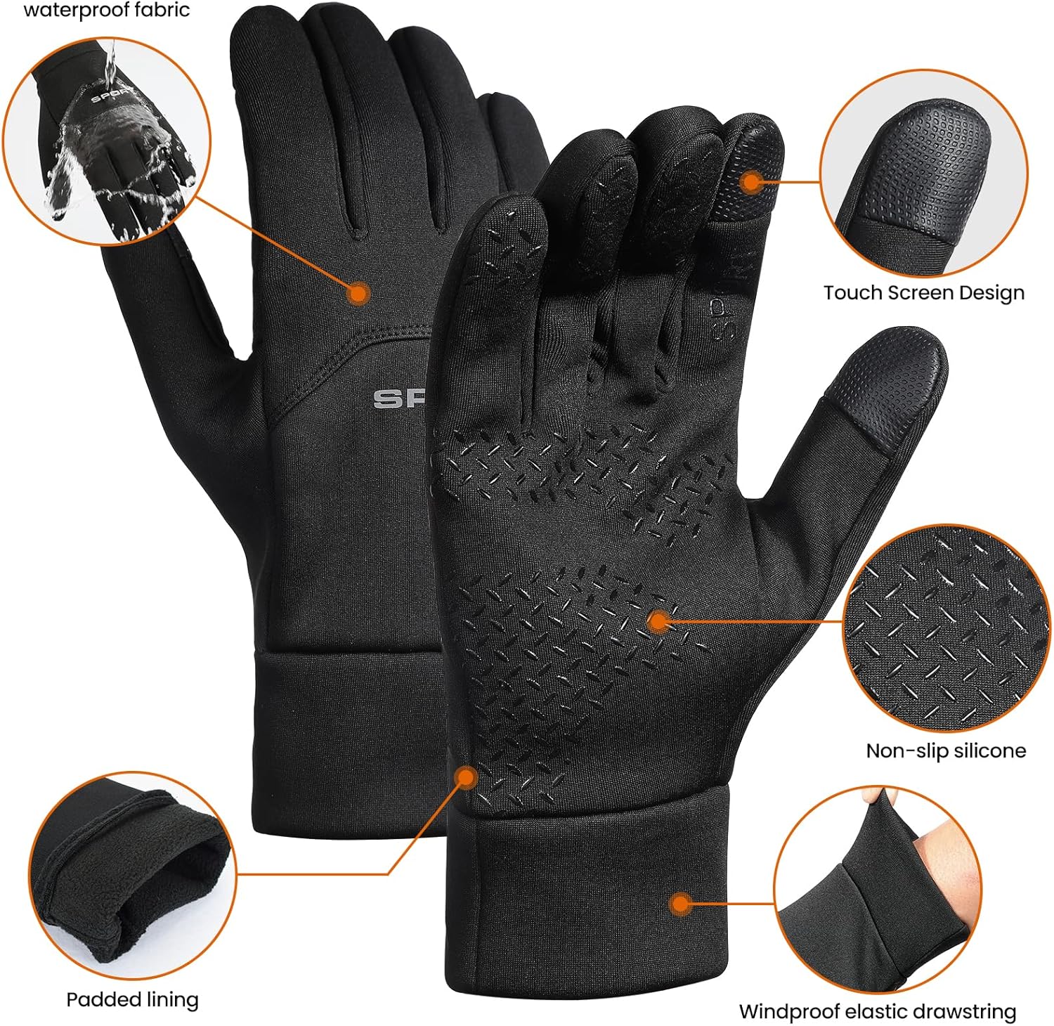 Guantes de invierno para hombre y mujer, resistentes al viento, impermeables, cálidos, para pantalla táctil, para fitness, correr, ciclismo